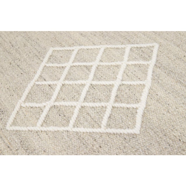 Beige Apadana's Nantucket Collection Flatweave Kilim Coastal Designed Wool Rug For Sale - Image 10 of 11