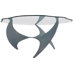 Aluminum and Glass Coffee Midcentury Table by Knut Hesterberg