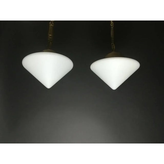 Wiener Art Deco Ceiling Lamps Couple with Opal glass The lamp gives a cozy non -dazzling light Re -electrified according...