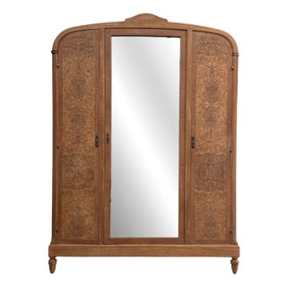 Large Art Deco Wardrobe in Speckled Maple, 1930s For Sale
