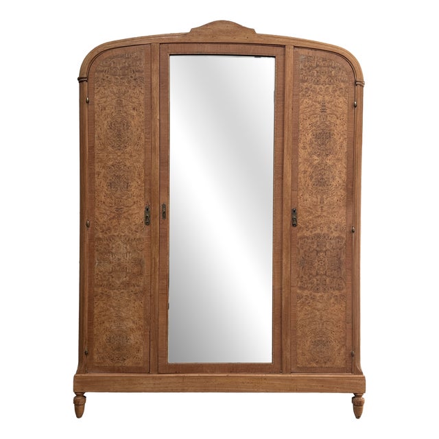 Large Art Deco Wardrobe in Speckled Maple, 1930s For Sale