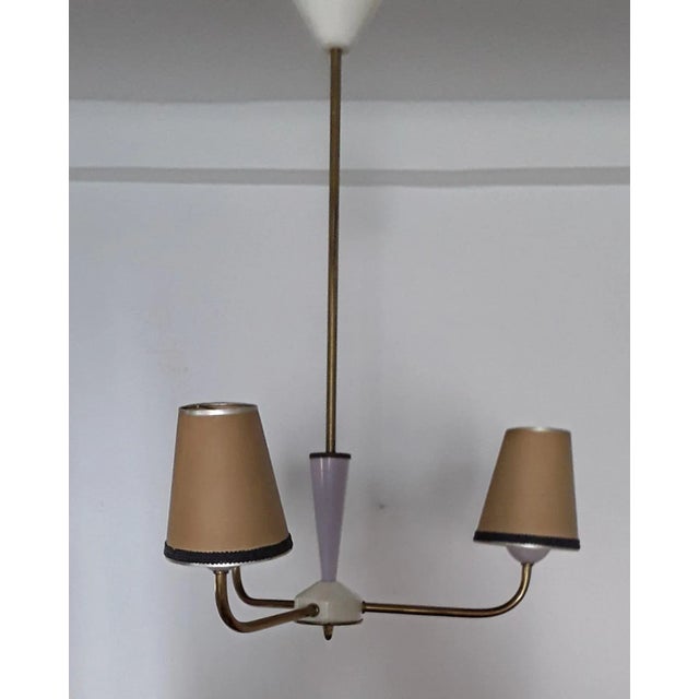 1960s Vintage Brass Three-Arm Pendant Lamp, 1960s For Sale - Image 5 of 5