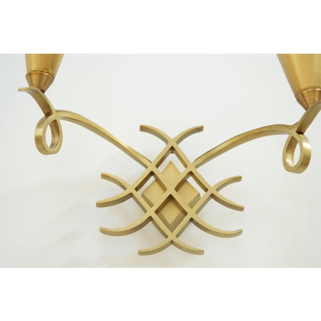 20th Century French Gold Wall Light Sconces in Brass attributed to Jules Leleu, Set of 2 For Sale - Image 6 of 9