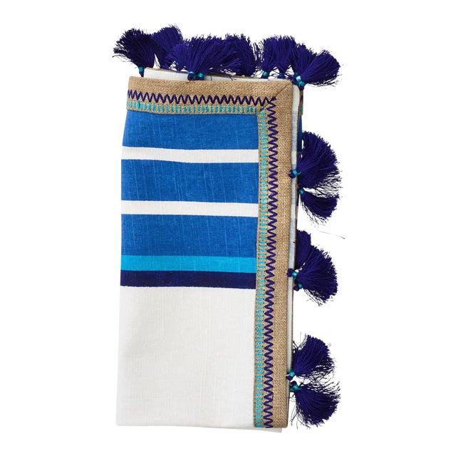 Kim Seybert Jaipur Napkins in White and Blue Set of 4 Chairish