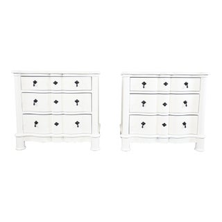 Baker Furniture Milling Road French Country White Nightstands, a Pair For Sale
