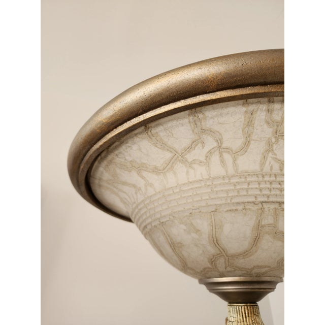 Antique White 1990s Large Torchiere Lighting Laurel Leaf Trophy Column Floor Lamp For Sale - Image 8 of 12