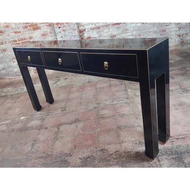 Black Lacquer 3 Drawer Console Table Chairish