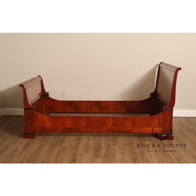 Century Furniture Biedermeier Style Yew Wood Queen Sleigh Bed For Sale - Image 9 of 18