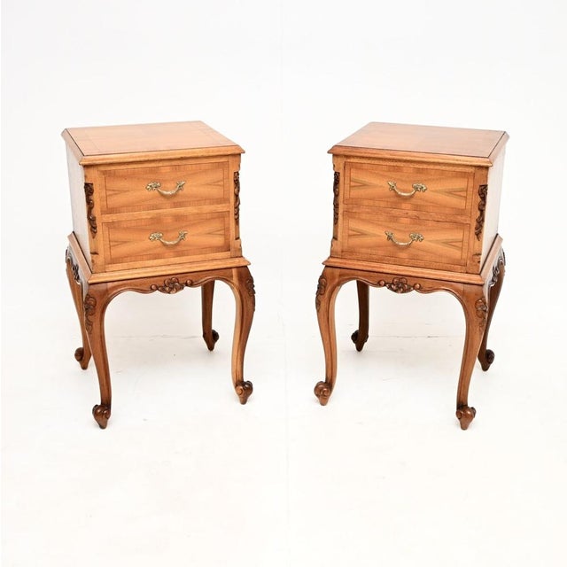 Antique French Figured Walnut Bedside Chests, 1930, Set of 2 For Sale - Image 10 of 10