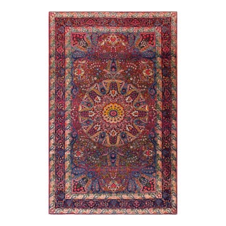 1920s Colorful Medallion Antique Persian Kerman Rug 4' 7" X 7' 2" Handknotted Wool Carpet For Sale