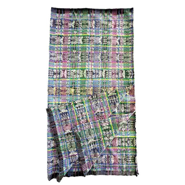 Offered is a vintage handwoven cotton textile from Guatemala. The process is known as Jaspe, and it is traditional cloth...