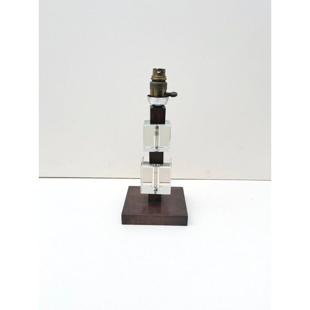 Vintage Art Deco Lamp Base in Wood and Glass, France, 1930, in Very Good conditions. Designed 1920 to 1949 European Plug...