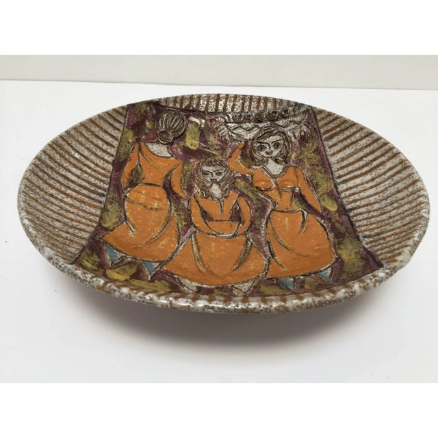 Metal Italian Handcrafted Art Studio Pottery Plate For Sale - Image 7 of 7