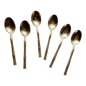 Vintage Star of Siam Faux Bamboo Bronzeware Teaspoons, Set of 6
