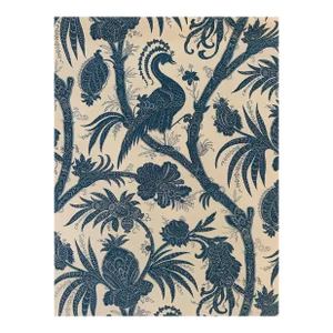 Phoenix - Original Blue on Oyster 1 1/2 Yards Linen Fabric