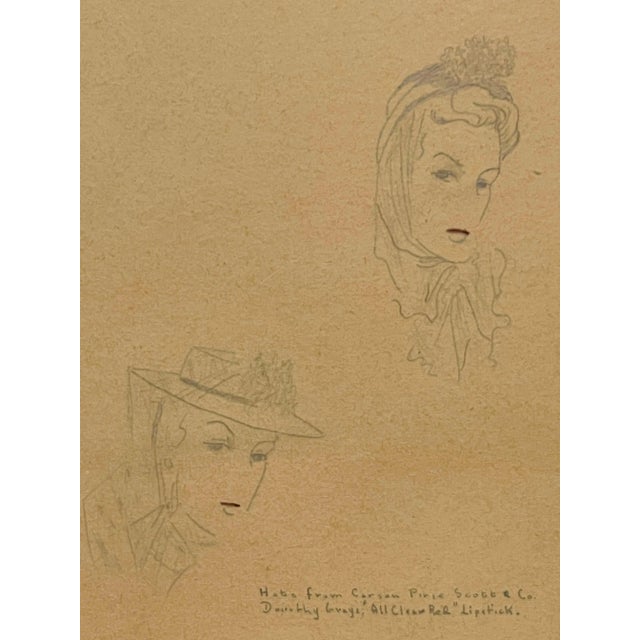 1940s Early 1940s Fashion Study of Two Women, Featuring Hats by Caron Pirie Scott & Co. For Sale - Image 5 of 5
