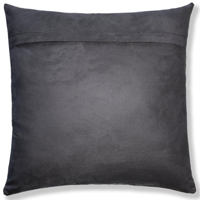 Luxury Silver Metallic Honeycomb Genuine Cowhide Pillow 18x18 | Handmade Designer Leather Cushion For Sale In San Francisco - Image 6 of 7