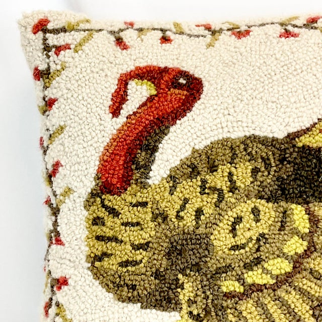1980s Vintage Americana Arts & Crafts Thanksgiving Turkey Pillow. For Sale - Image 4 of 10