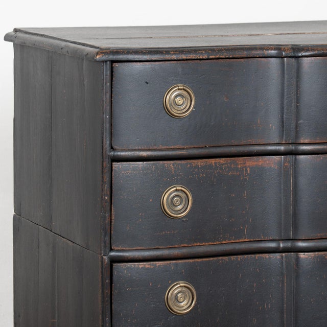 Black Early 19th Century Black Rococo Large Oak Chest of Four Drawers, Denmark For Sale - Image 8 of 15
