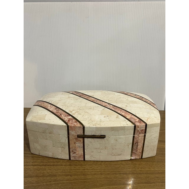 The Vintage Maitland Smith Tessellated Marble and Brass Inlaid Box is a unique collectible. This one-of-a-kind box, from...