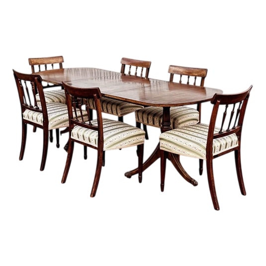 Antique Extending Dining Table and Chairs, Set of 7 For Sale