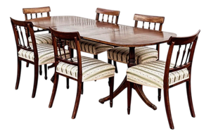 Antique Extending Dining Table and Chairs, Set of 7