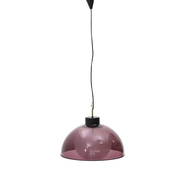 Mid-Century Modern Purple Methacrylate and Glass Pendant Light, 1950s For Sale - Image 3 of 13