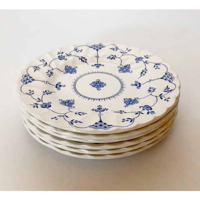 Ceramic 1980s Myott Finlandia Blue & White Dessert Plates - Set of 6 For Sale - Image 7 of 11