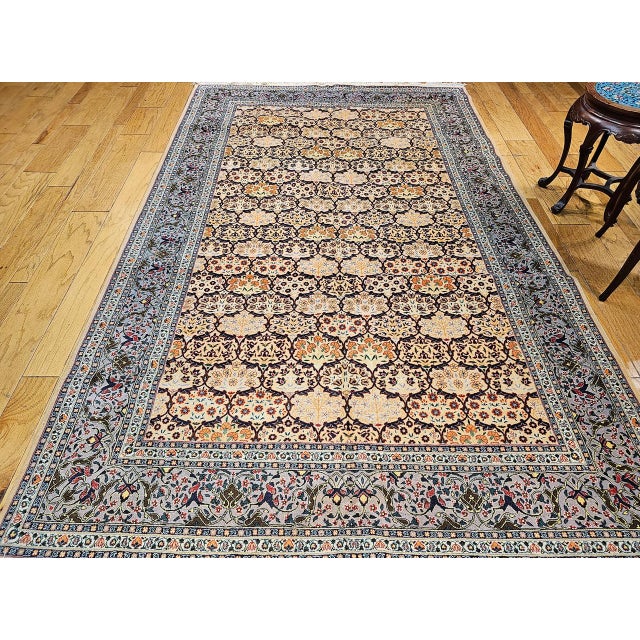 Late 19th Century Vintage Turkish Hereke Rug, Hand-Woven Wool, Allover Geometric Design, 7' x 10' For Sale - Image 5 of 18