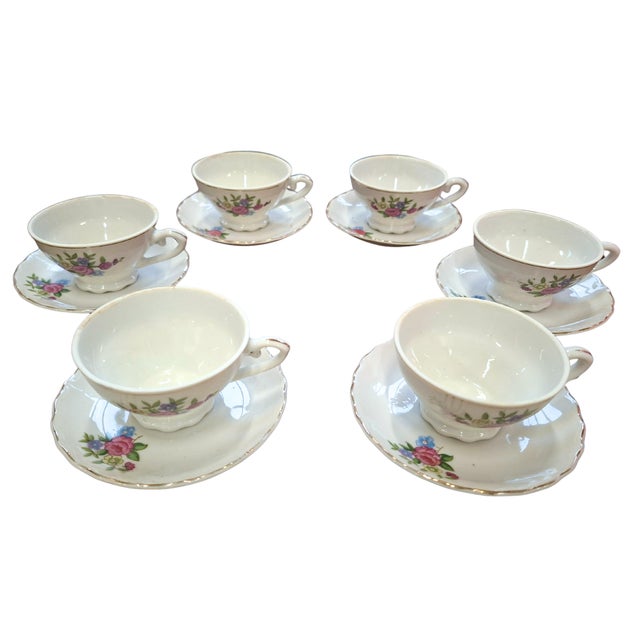 Vintage Japanese Porcelain Teacups and Saucers, 1950s, Set of 12 For Sale - Image 12 of 12