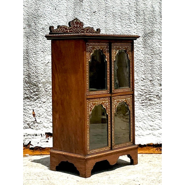 Vintage Boho Inlay Display Cabinet For Sale - Image 10 of 11