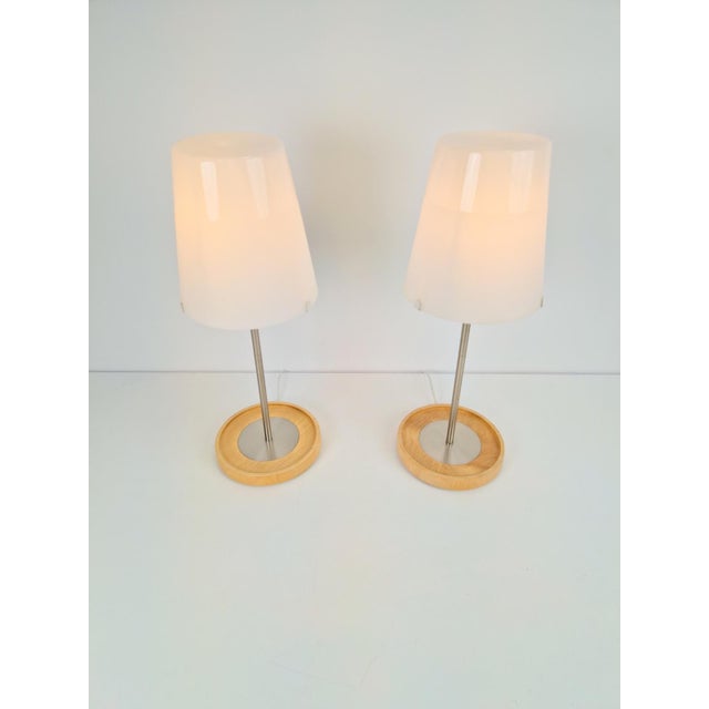 Ikea Vintage Basisk Table Lamp in Birch and Glass by Wiebke Braash for Ikea, 2000s, Set of 2 For Sale - Image 4 of 11