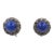 Vintage 1950s Signed Napier Silvertone Faux-Lapis Cabochon Rhinestone Clip Earrings - 2 Pieces For Sale