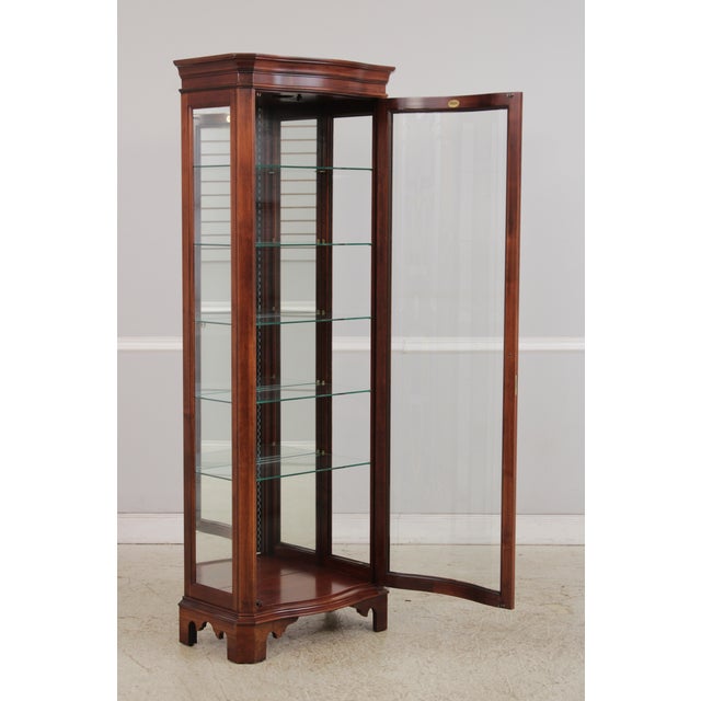 1990s Pair Jasper Cherry 1 Door Glass Curio Display Cabinets For Sale - Image 5 of 18