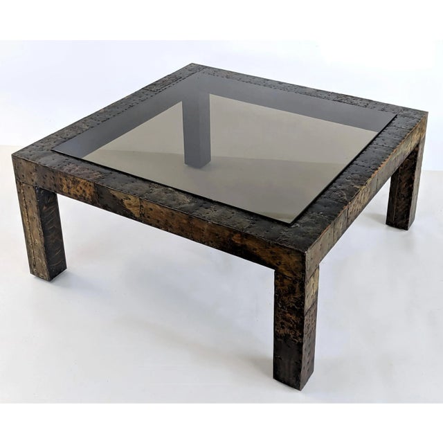 Paul Evans patchwork metal coffee table. The base is a variety of metals patchworked together to create an amazing mosaic...