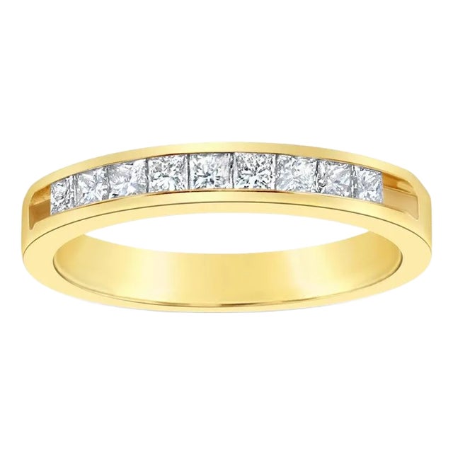 Princess Cut Channel Diamond Wedding Band, Size 9 For Sale