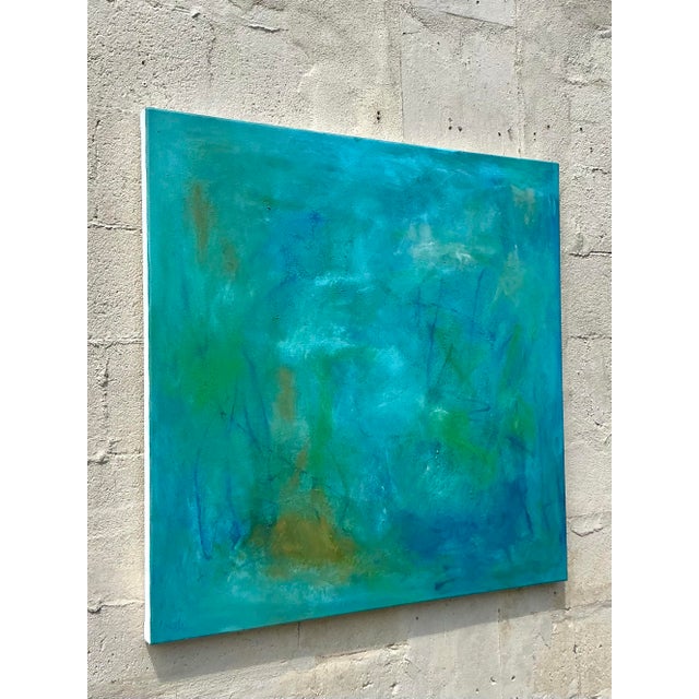 Vintage Boho Original Abstract Oil Painting on Canvas For Sale - Image 12 of 12