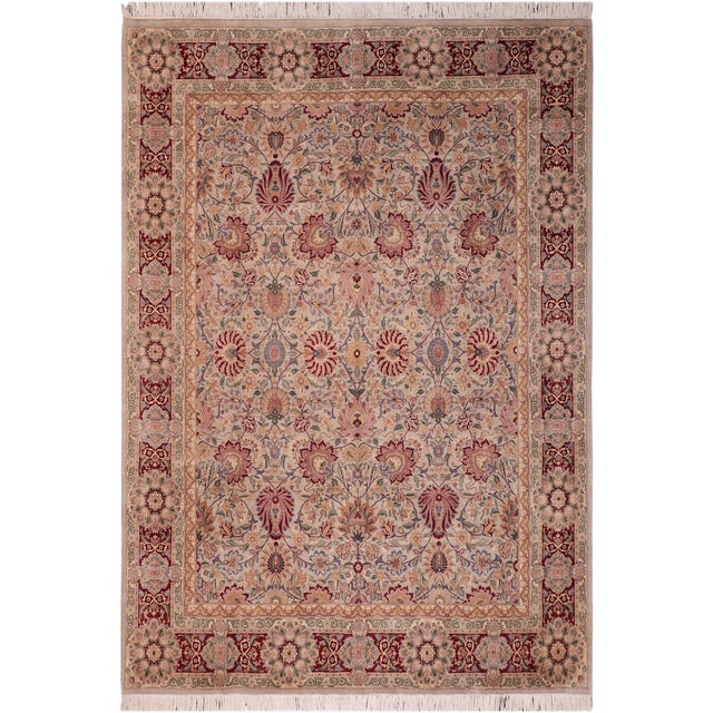Shabby Chic Floral Pak-Persian Gray/Red Wool Rug - 8'2'' X 10'4'' For Sale - Image 9 of 9