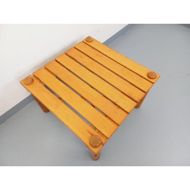 1960s Vintage Square Coffee Table in Pine, 1970s For Sale - Image 5 of 16
