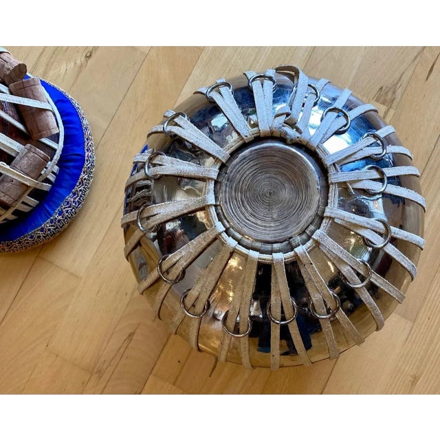 Wood Vintage Indian Tabla Steel Bayan Drum Set- a Pair For Sale - Image 7 of 13