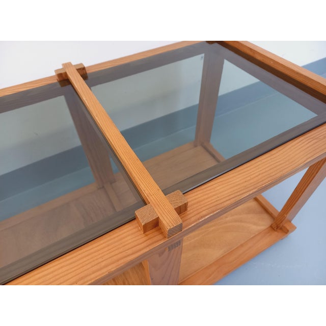 Vintage Rectangular Coffee Table in Pine and Smoked Glass, 1970s For Sale - Image 10 of 16