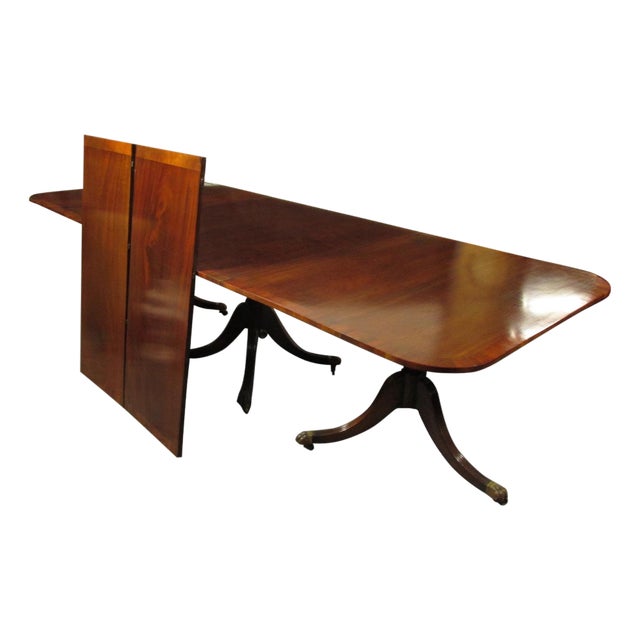 19th-C. Triple Pedestal Dining Table For Sale