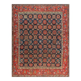 1800s Blue Navy Mina Khani Tribal Antique Nw. Persian Rug With Inscription Dated 1808 8' 4" X 10' 4" Handknotted Wool Carpet For Sale