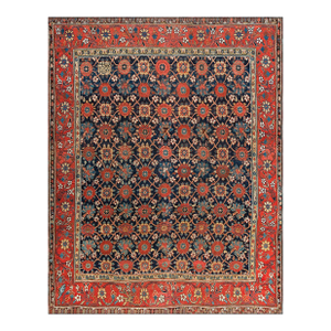1800s Blue Navy Mina Khani Tribal Antique Nw. Persian Rug With Inscription Dated 1808 8' 4" X 10' 4" Handknotted Wool Carpet