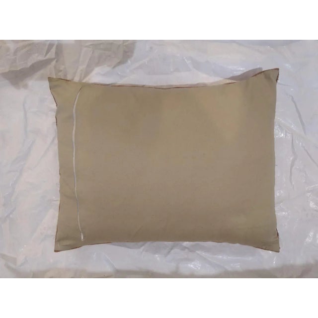 Pillow with genuine and made Aubusson rug fragment-Poly fill, fabric backing sewn closure-