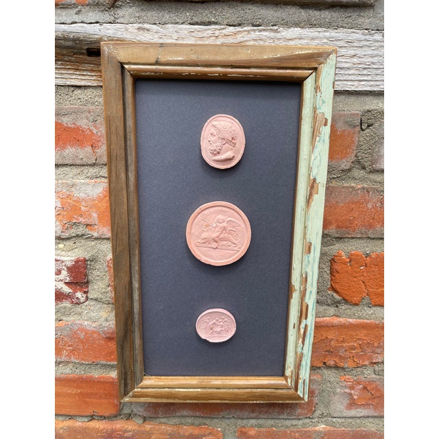 Late 19th Century Classical Framed Grand Tour Style 3 Intaglios in 1880s Pine Frame For Sale - Image 5 of 7