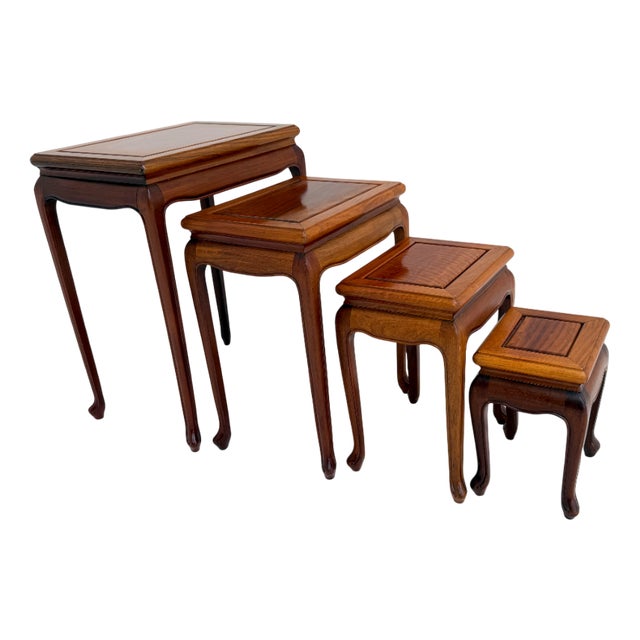 Vintage Chinese Hardwood Nesting Tables, 1950s, Set of 4 For Sale