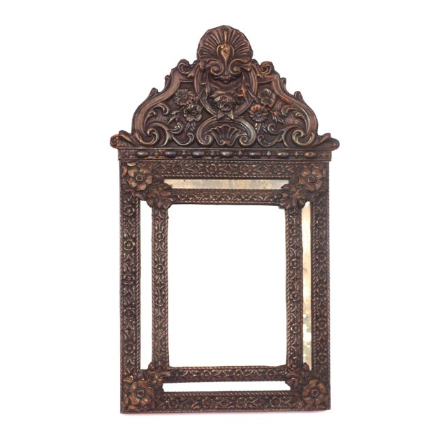 1900 - 1909 Antique French Brass Repose Five Sectional Mirror For Sale - Image 5 of 5