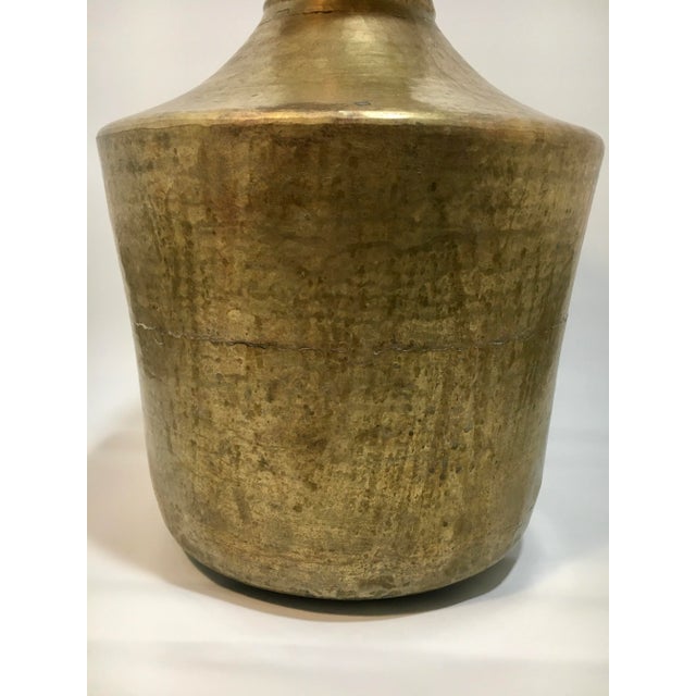 Contemporary Large Solid Brass Antique Middle Eastern Artifact Vase For Sale - Image 3 of 8