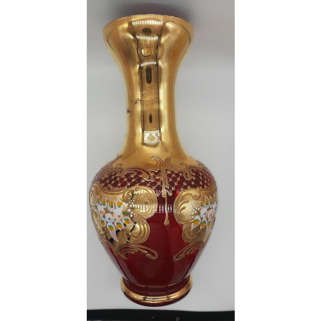 Tre Fuochi Murano Blown Glass Vase with 24k Gold Finishes, Venice, Italy, 1960s For Sale - Image 11 of 16